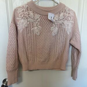 Rebecca Taylor Blush Lace-Detail Sweater